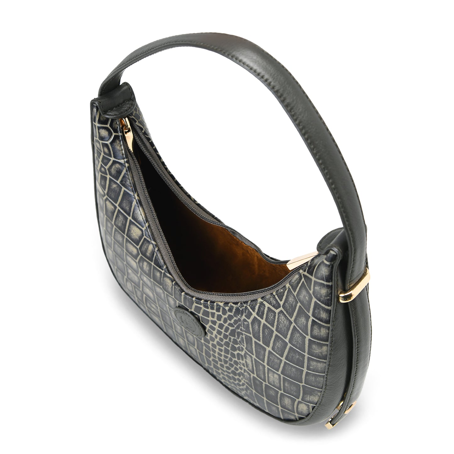 Half Moon Leather Party Bag for Women | Croc Shoulder Bag