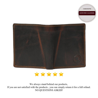 Vintage Dark Brown Trifold ID Wallet