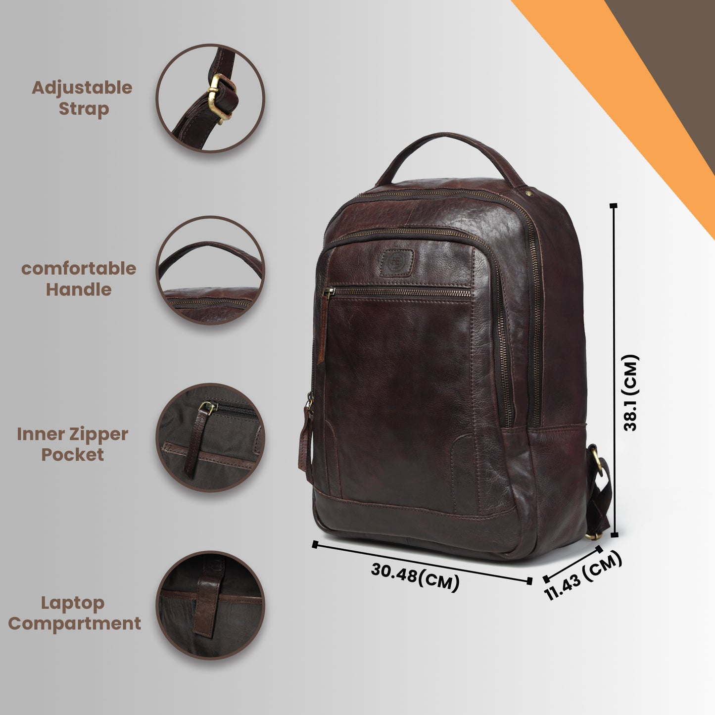 The Voyager - Leather Laptop Backpack for Men