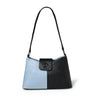 Sky Blue & Black Leather Shoulder Bag - front view, handcrafted buffalo leather | Hema Emporium