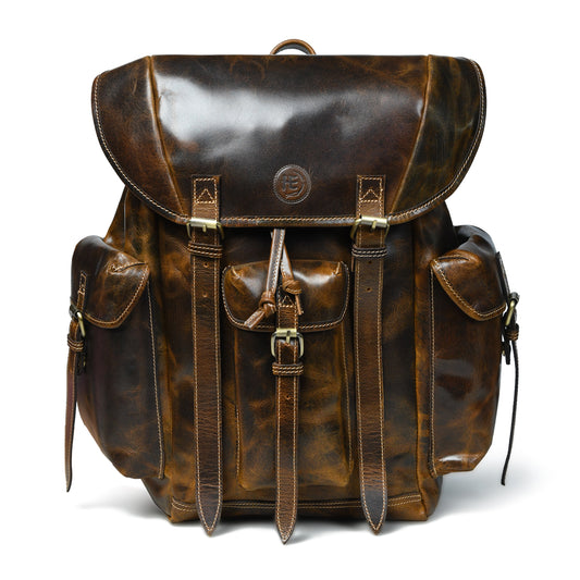 Tan brown leather bag - front view, handcrafted buffalo leather | Hema Emporium