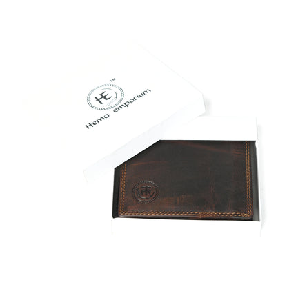 Vintage Dark Brown Trifold ID Wallet