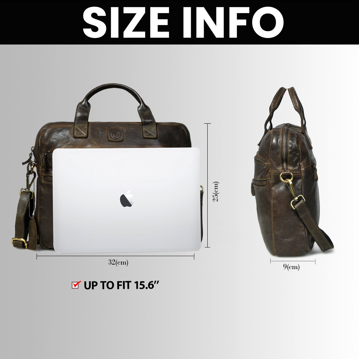 Classic Leather Laptop Bag - Tan Brown