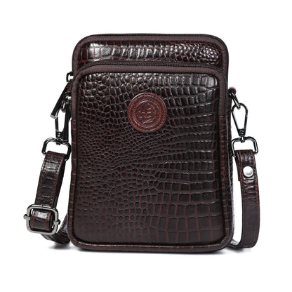 Croc Emposed Sling Bag - Tan Brown