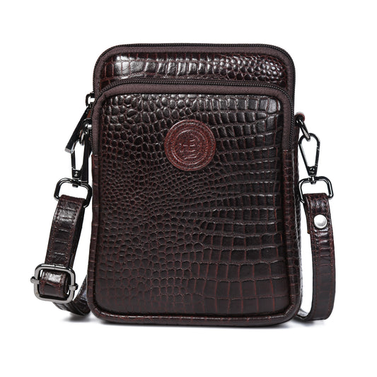 Croc Emposed Sling Bag - Tan Brown