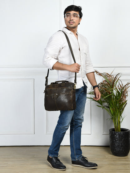 Classic Leather Laptop Bag - Tan Brown