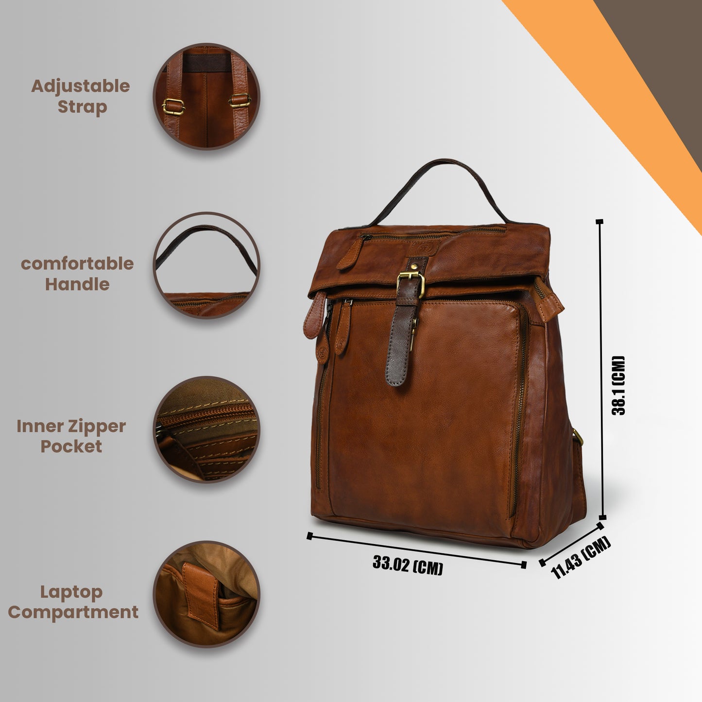 The Ansel- Leather Laptop Backpack