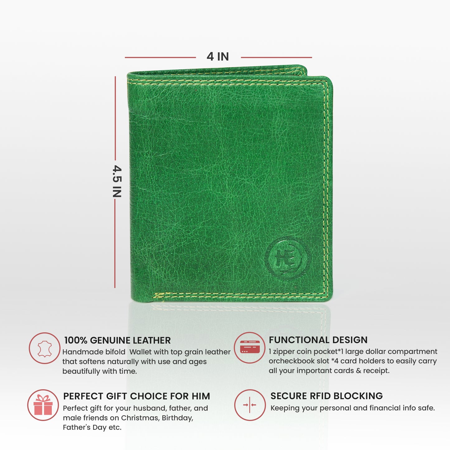 Vintage Green Trifold ID Wallet