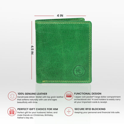 Vintage Green Trifold ID Wallet