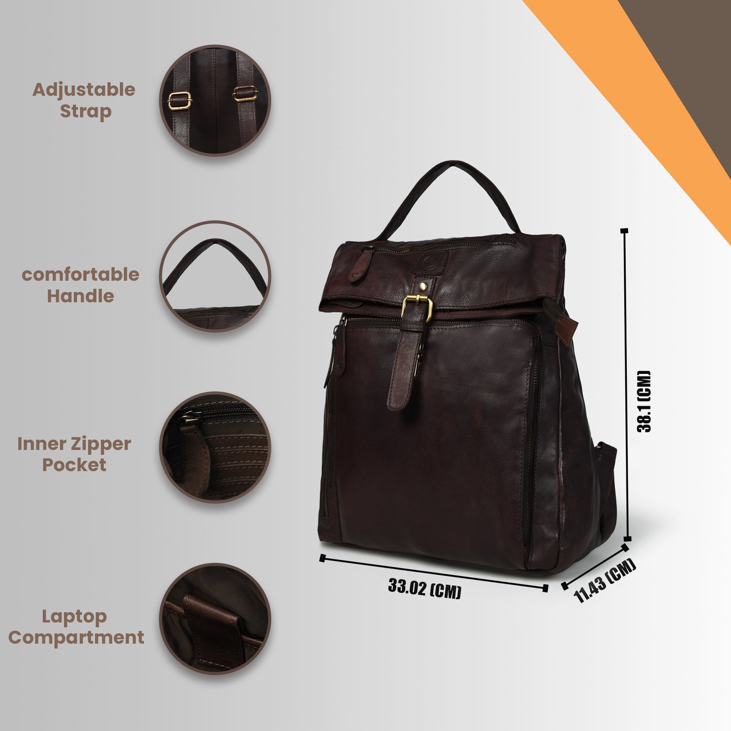 The Ansel- Leather Laptop Backpack
