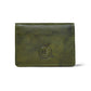 Olive Green Slim Leather Wallet - front view, handcrafted buffalo leather | Hema Emporium