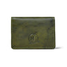 Olive Green Slim Leather Wallet - front view, handcrafted buffalo leather | Hema Emporium