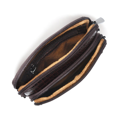 Croc Emposed Sling Bag - Tan Brown