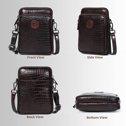 Croc Emposed Sling Bag - Tan Brown