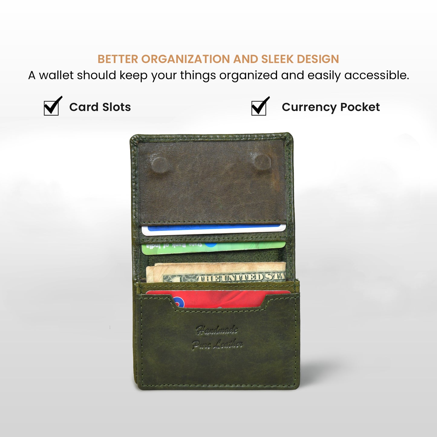 SafeSlip Leather Wallet - Olive Green