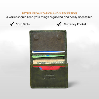 SafeSlip Leather Wallet - Olive Green
