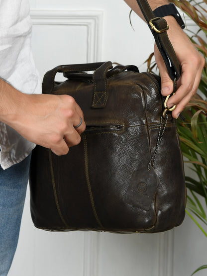 Classic Leather Laptop Bag - Tan Brown