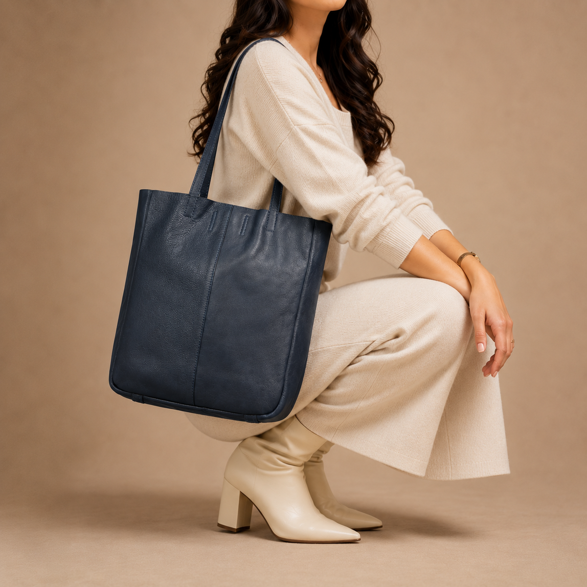 Navy blue leather bag - worn on the body, handcrafted buffalo leather | Hema Emporium