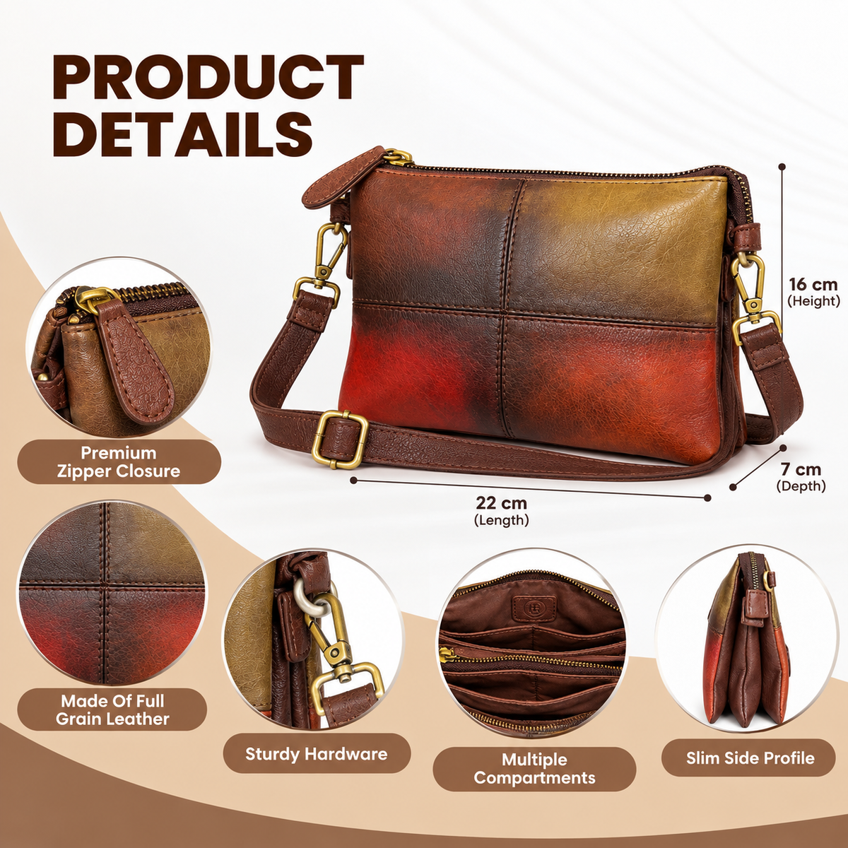 Solivagant Mosaic patchwork Leather Sling Bag