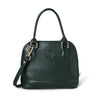 Forest Green Leather Satchel - front view with top handle, handcrafted buffalo leather | Hema Emporium