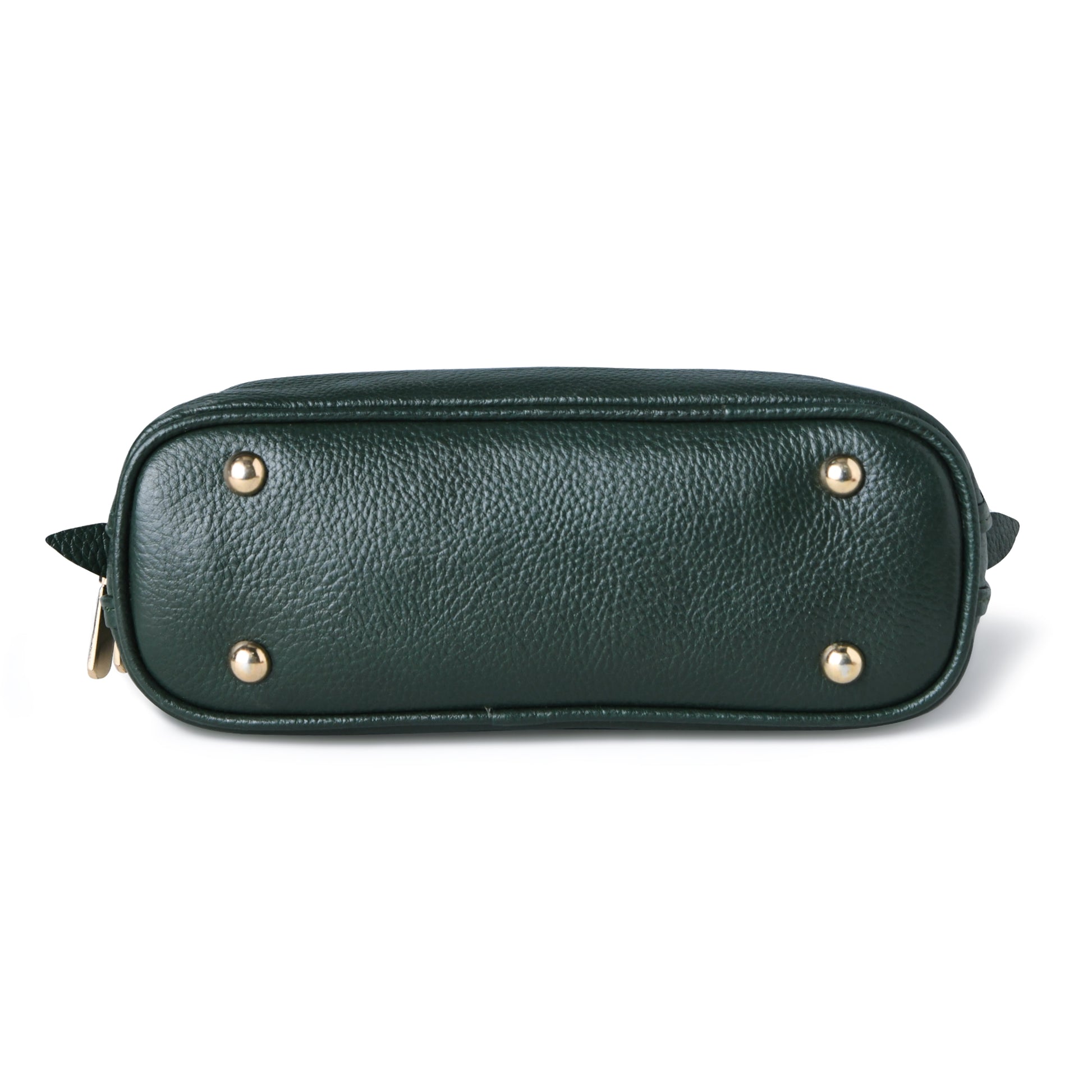 Forest Green leather bag - base with metal feet, handcrafted buffalo leather | Hema Emporium