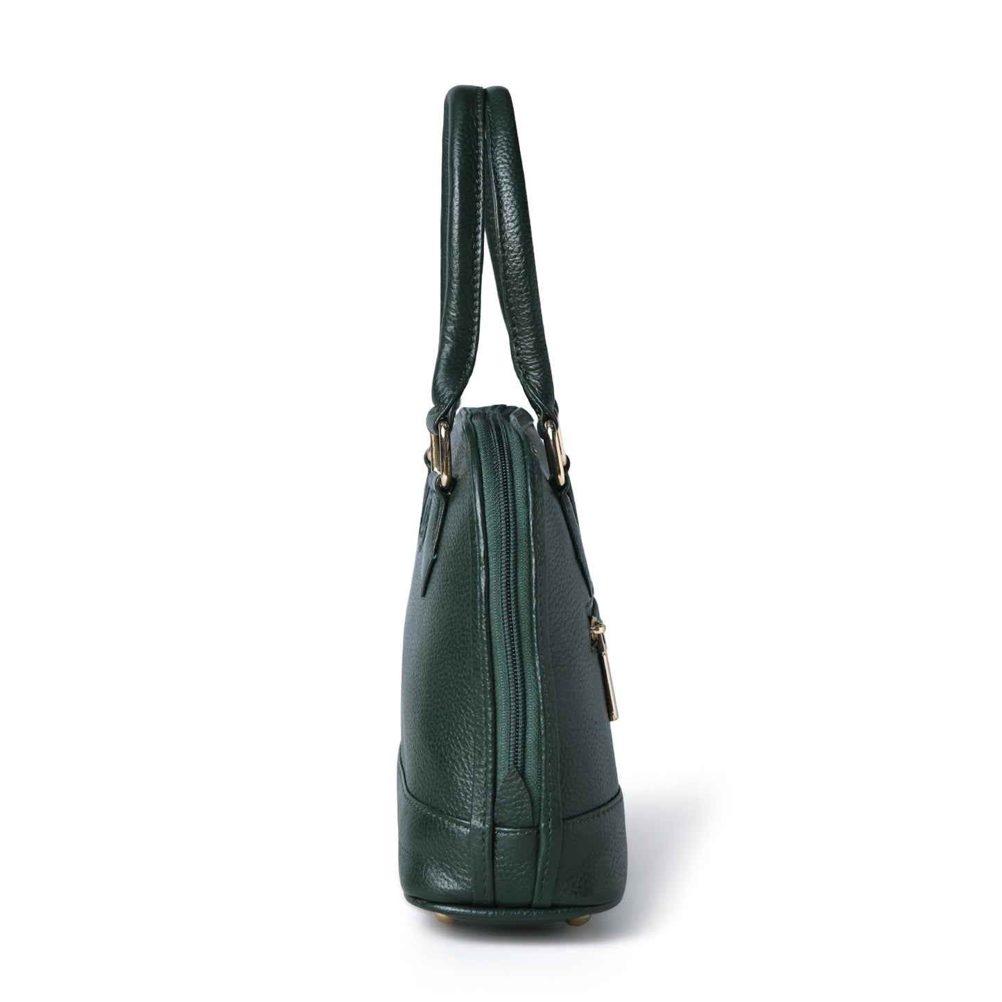 Forest Green Leather Bag - side profile view, handcrafted buffalo leather | Hema Emporium