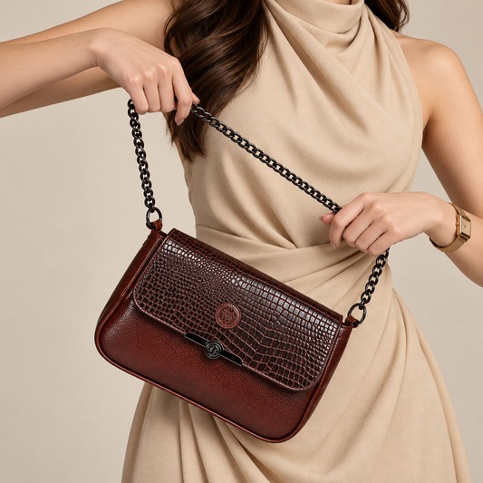 Croc-chain Leather Sling Bag for Ladies