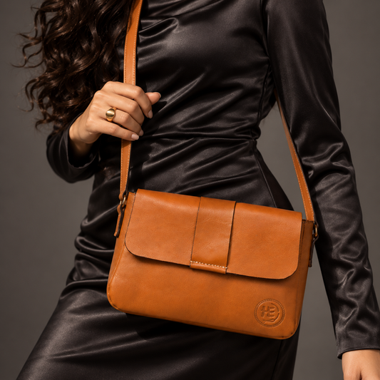 Minimalist Leather Bag for Women - Brown