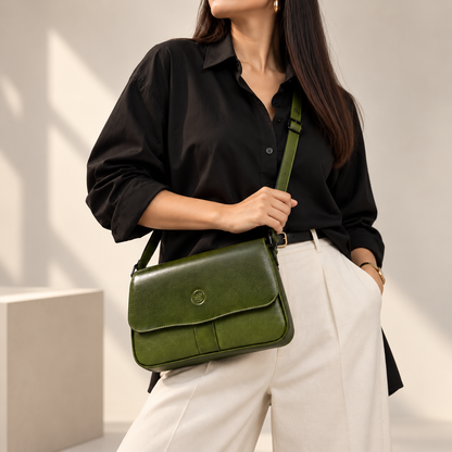 Soft Flap Leather Sling Bag for Women